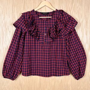 Sugarlips Plaid Ruffle Blouse